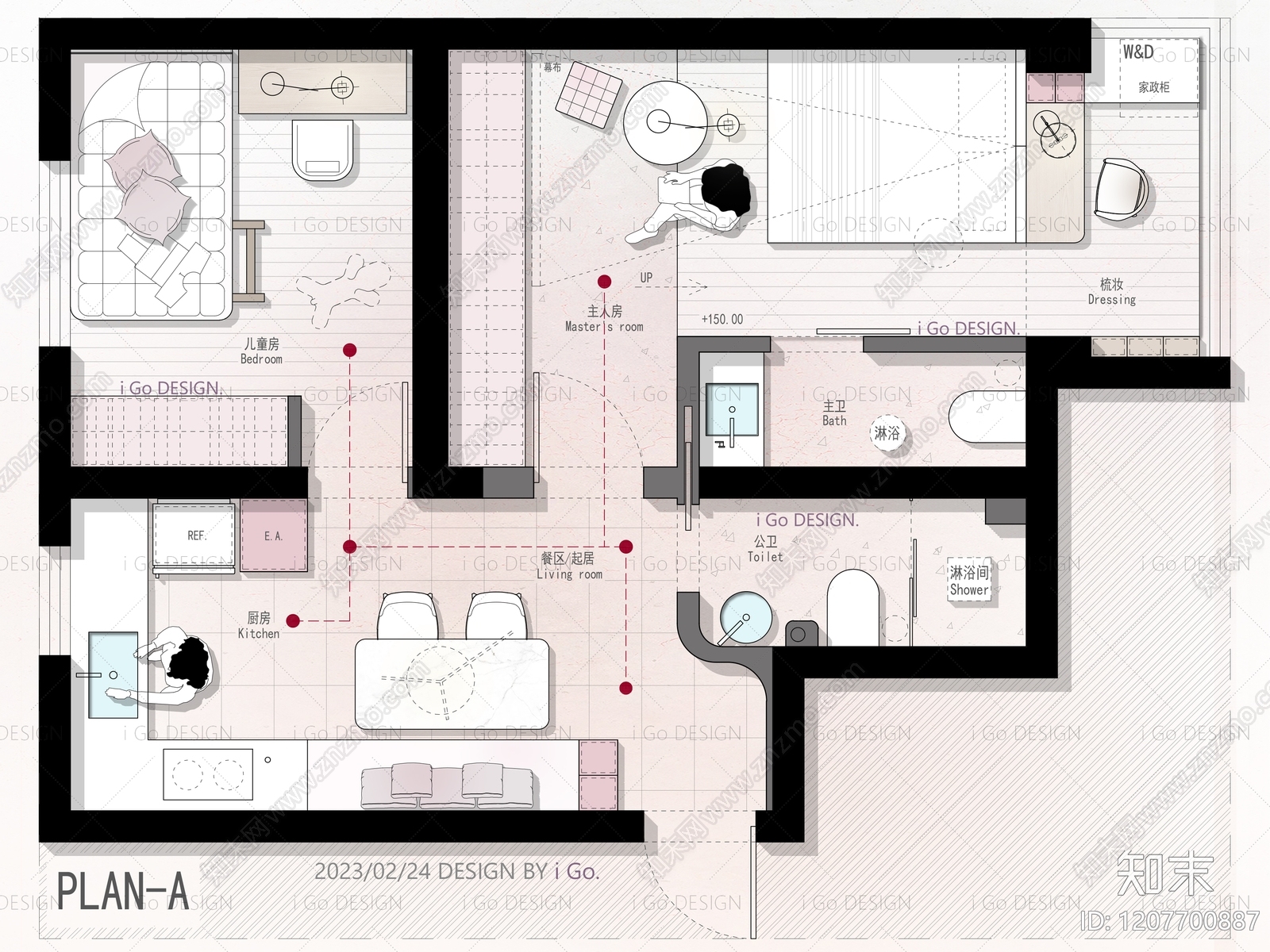 小户型平层施工图下载【ID:1207700887】