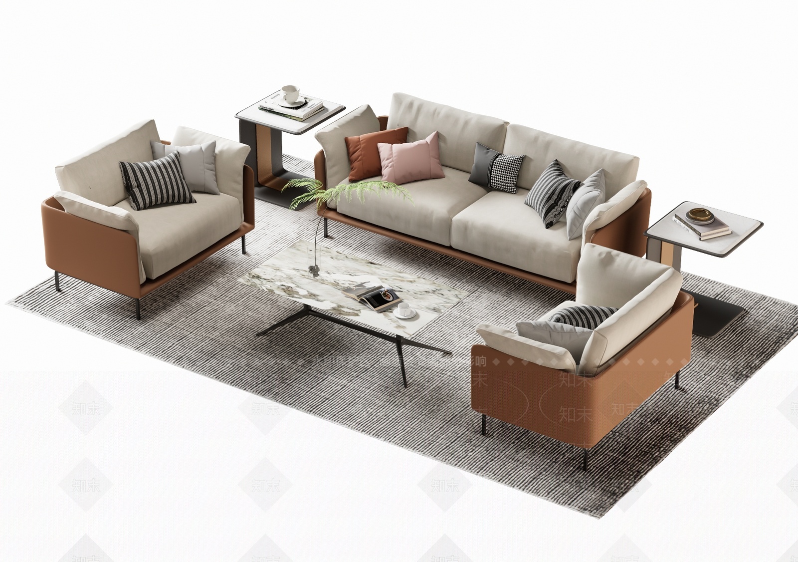 现代商务沙发茶几3D模型下载【ID:1207701442】