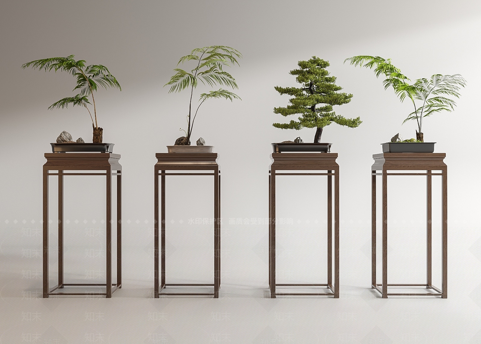 新中式蕨类盆景3D模型下载【ID:1207701782】