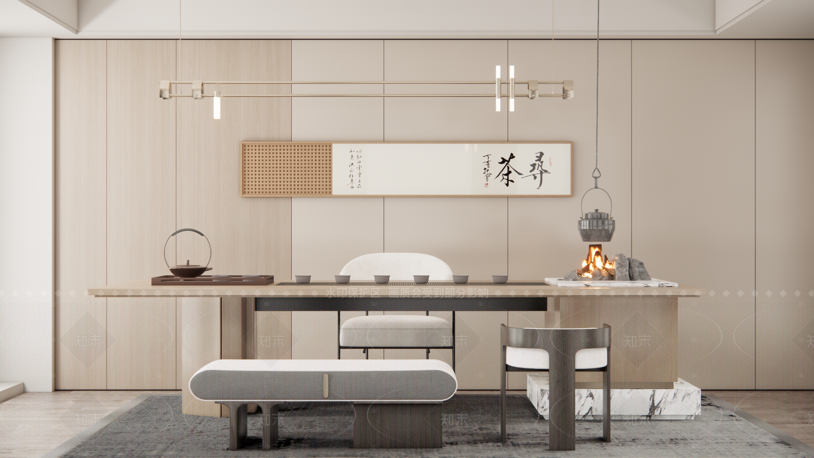 新中式茶室SU模型下载【ID:1207702082】