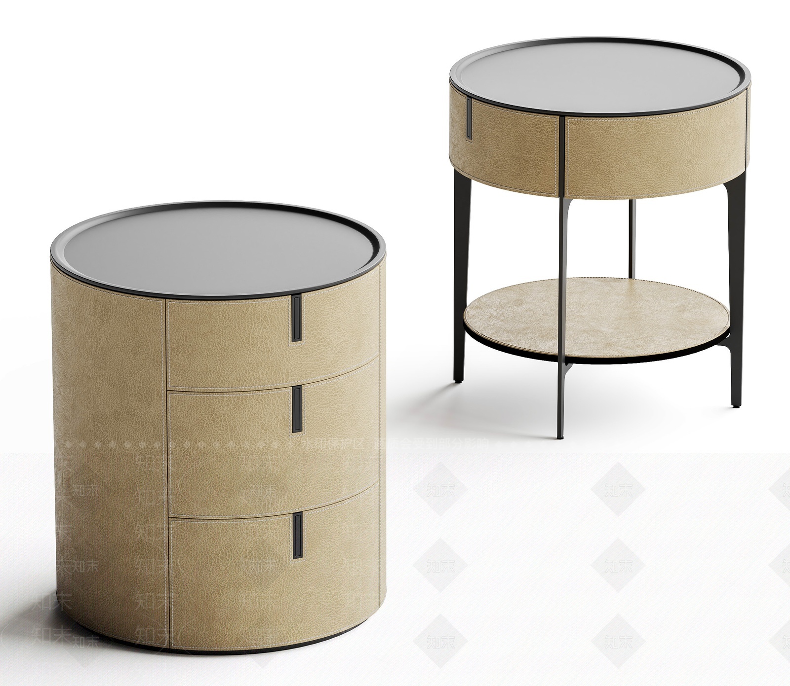 现代圆形床头柜SU模型下载【ID:1207704075】