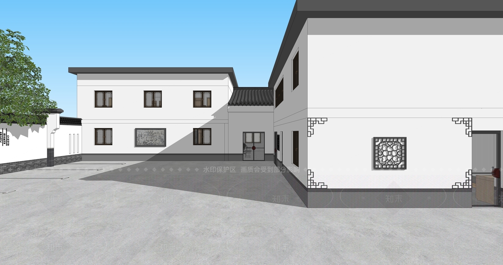 现代新中式社区服务中心SU模型下载【ID:1207705875】
