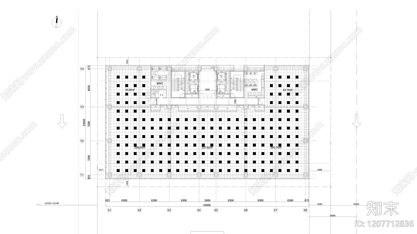 现代开放办公室施工图下载【ID:1207712836】