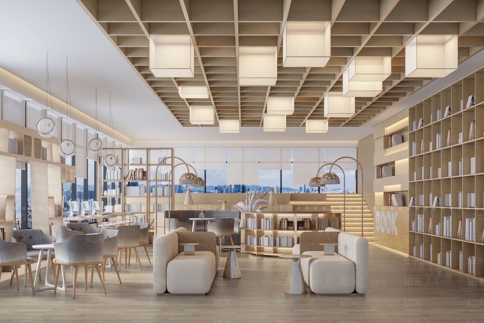 现代图书馆内部SU模型下载【ID:1207716035】