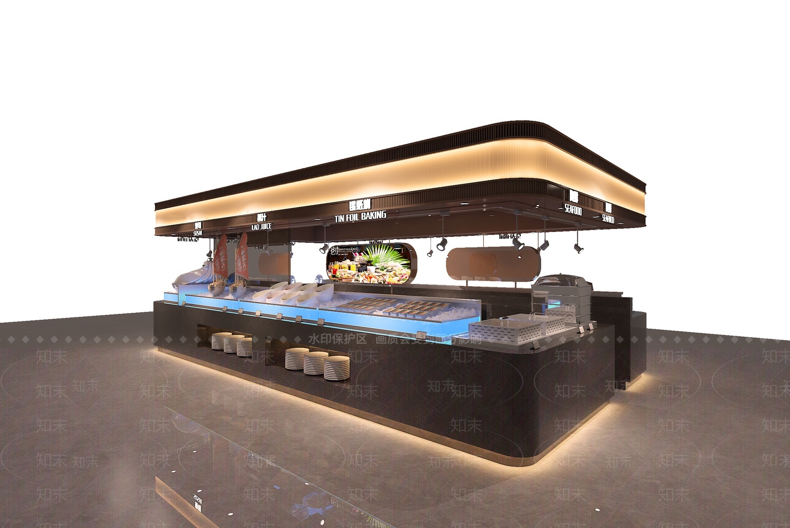 现代自助餐厅3D模型下载【ID:1207717097】