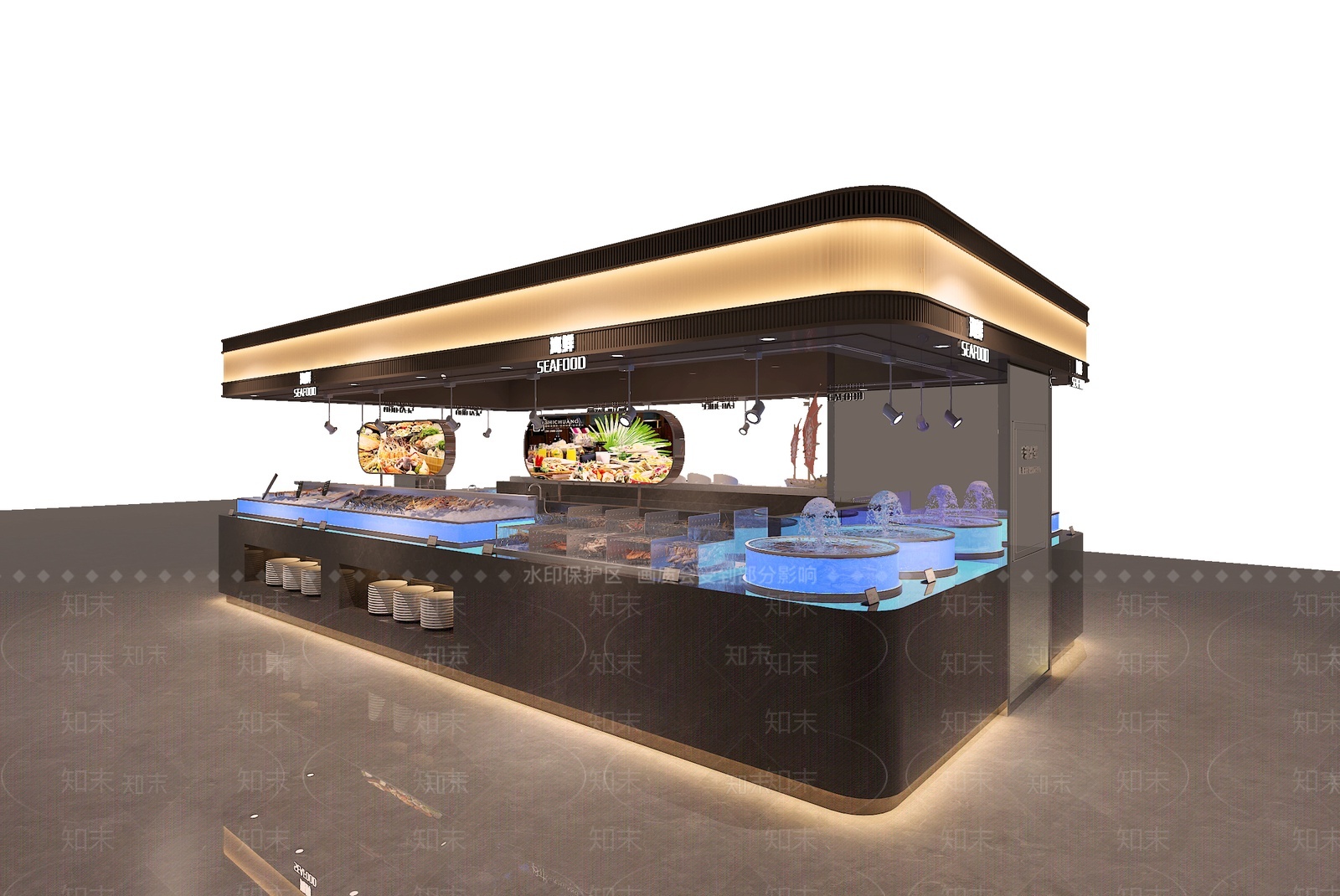 现代自助餐厅3D模型下载【ID:1207717097】