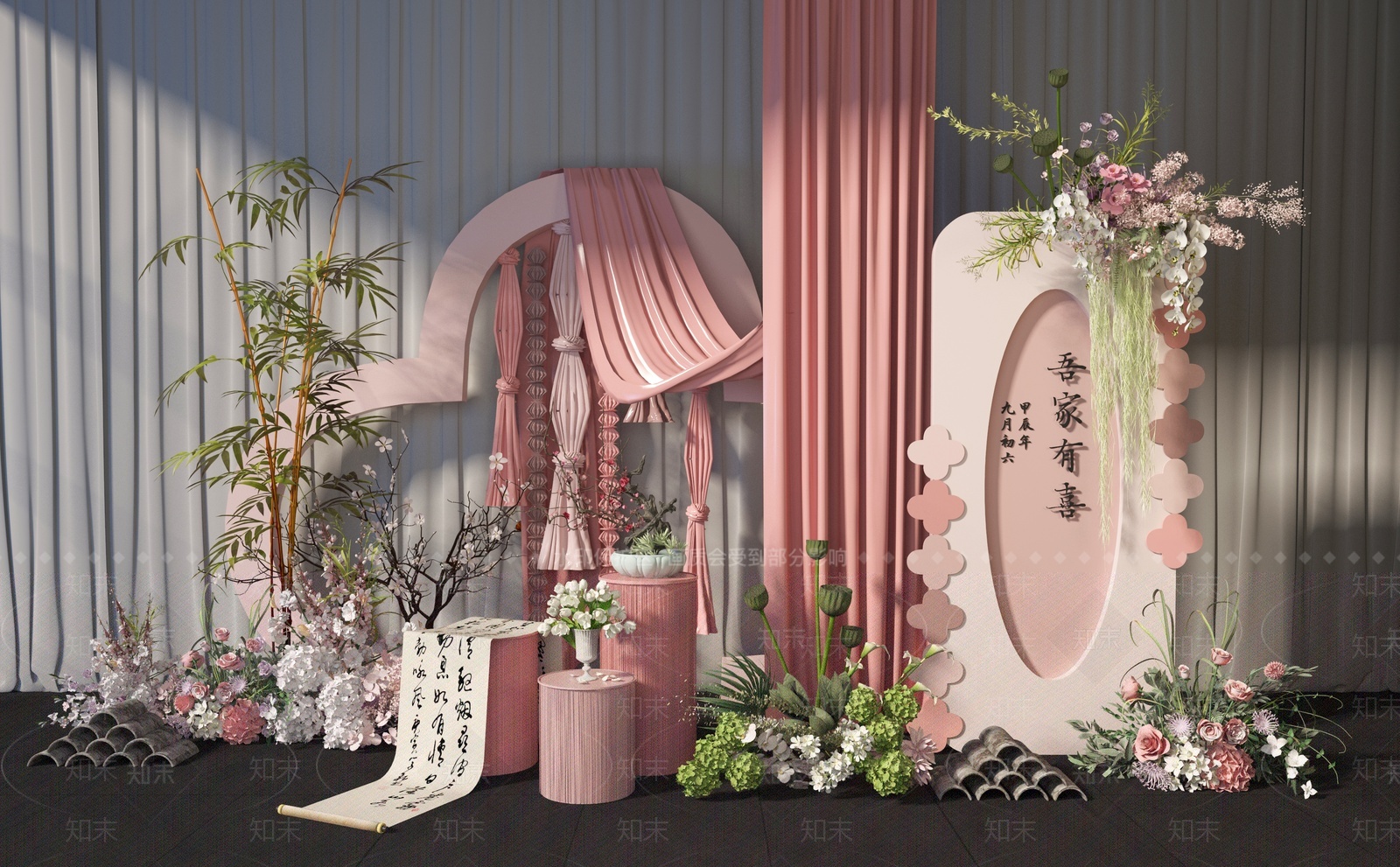 新中式中式美陈3D模型下载【ID:1207717218】