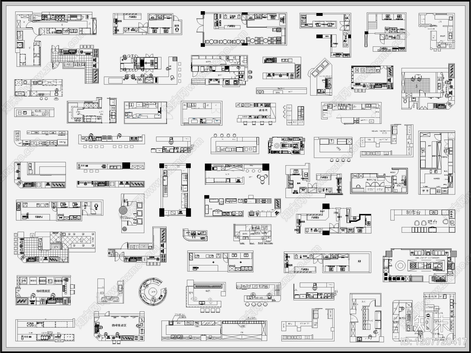 现代欧式吧台施工图下载【ID:1207720417】