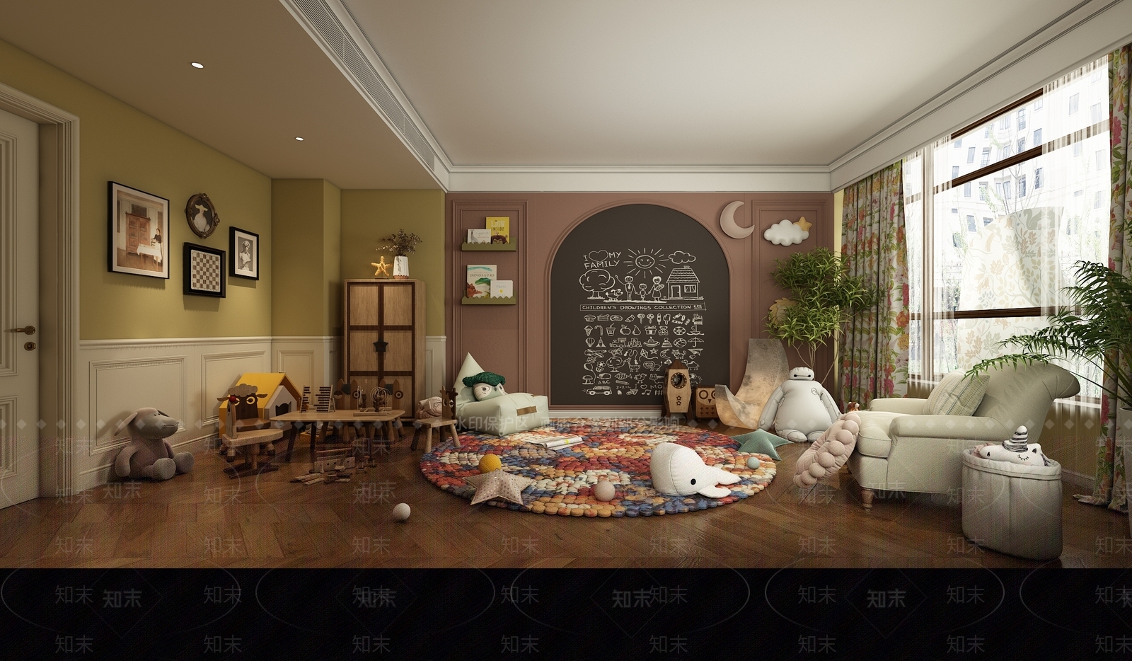美式法式儿童娱乐室3D模型下载【ID:1207720512】