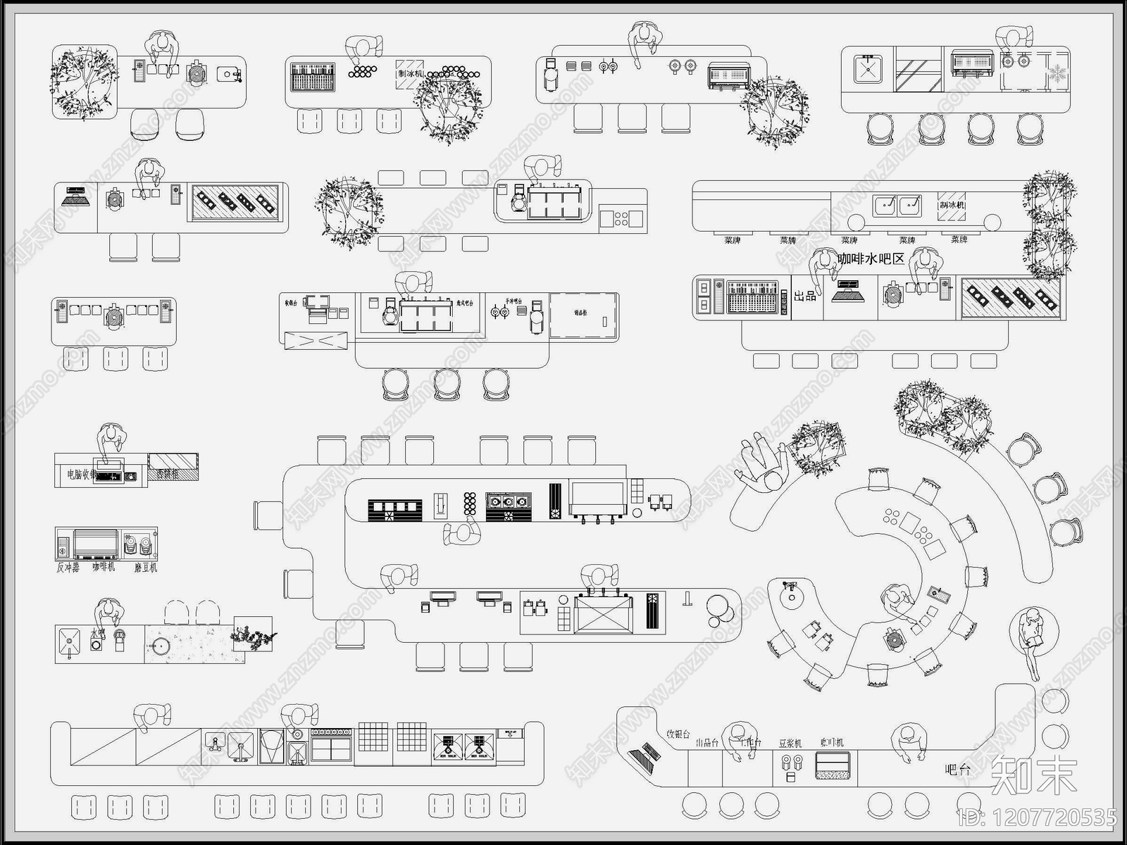 现代吧台施工图下载【ID:1207720535】