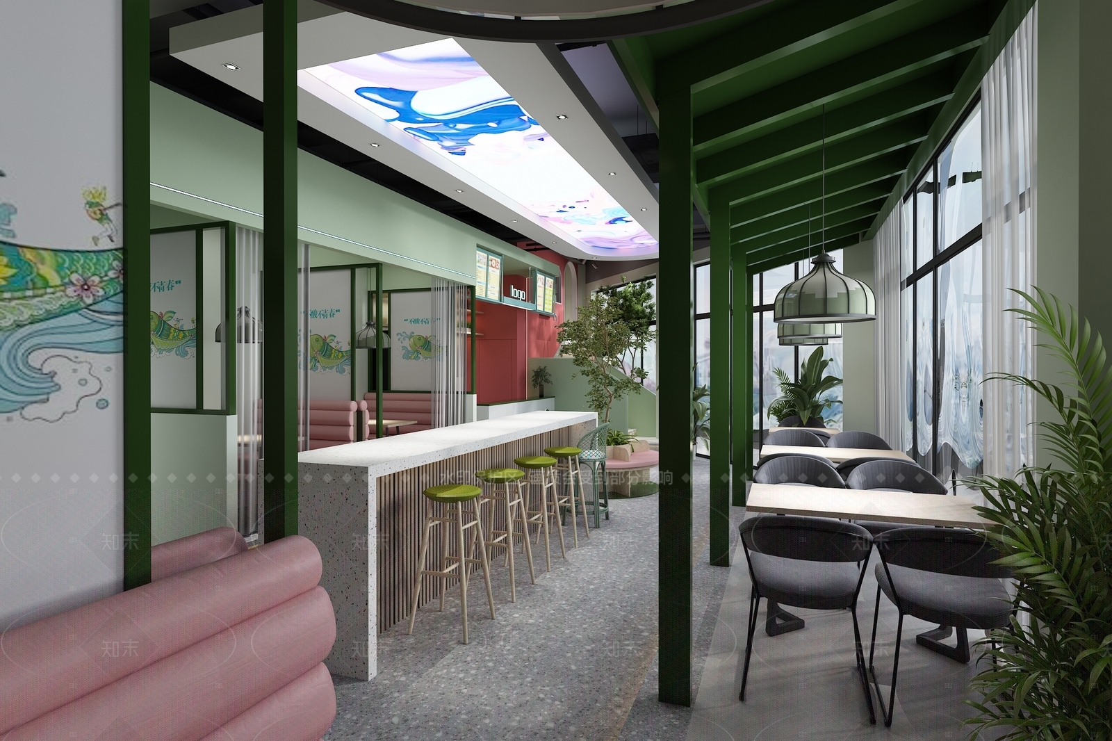 奶油简约中餐厅3D模型下载【ID:1207721740】