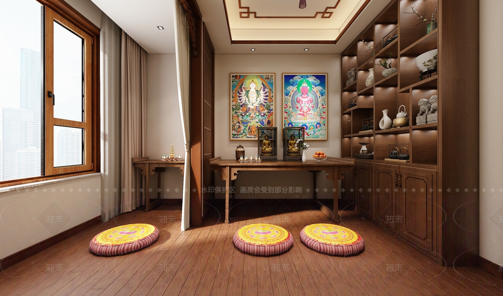 新中式中式佛堂3D模型下载【ID:1207949820】