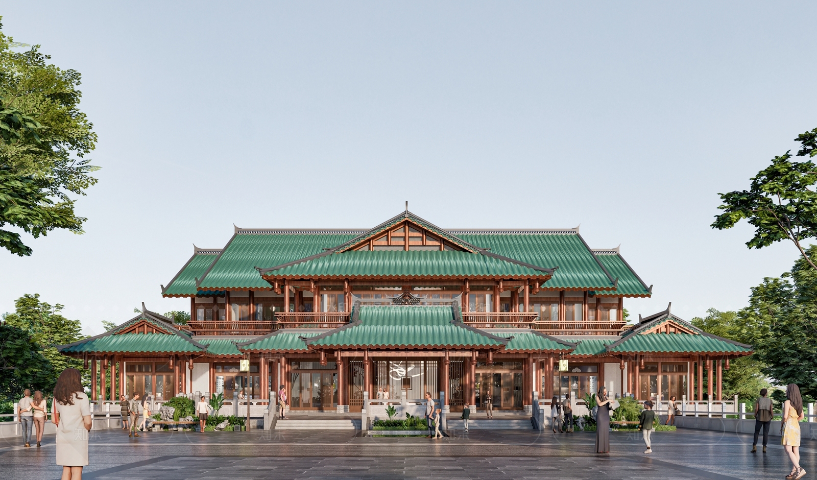 中式新中式古建筑SU模型下载【ID:1207722265】