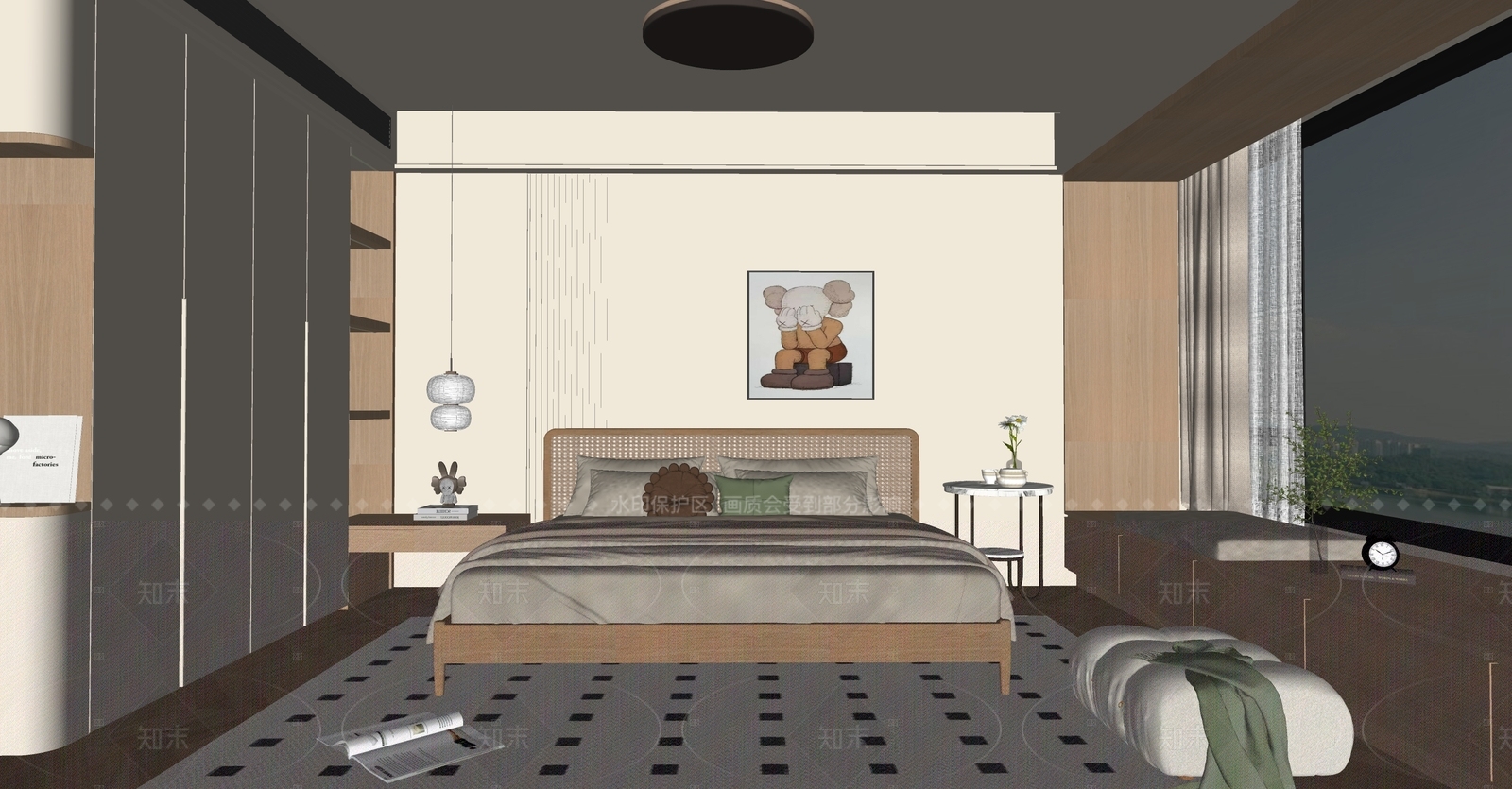 现代奶油家居卧室SU模型下载【ID:1207726542】