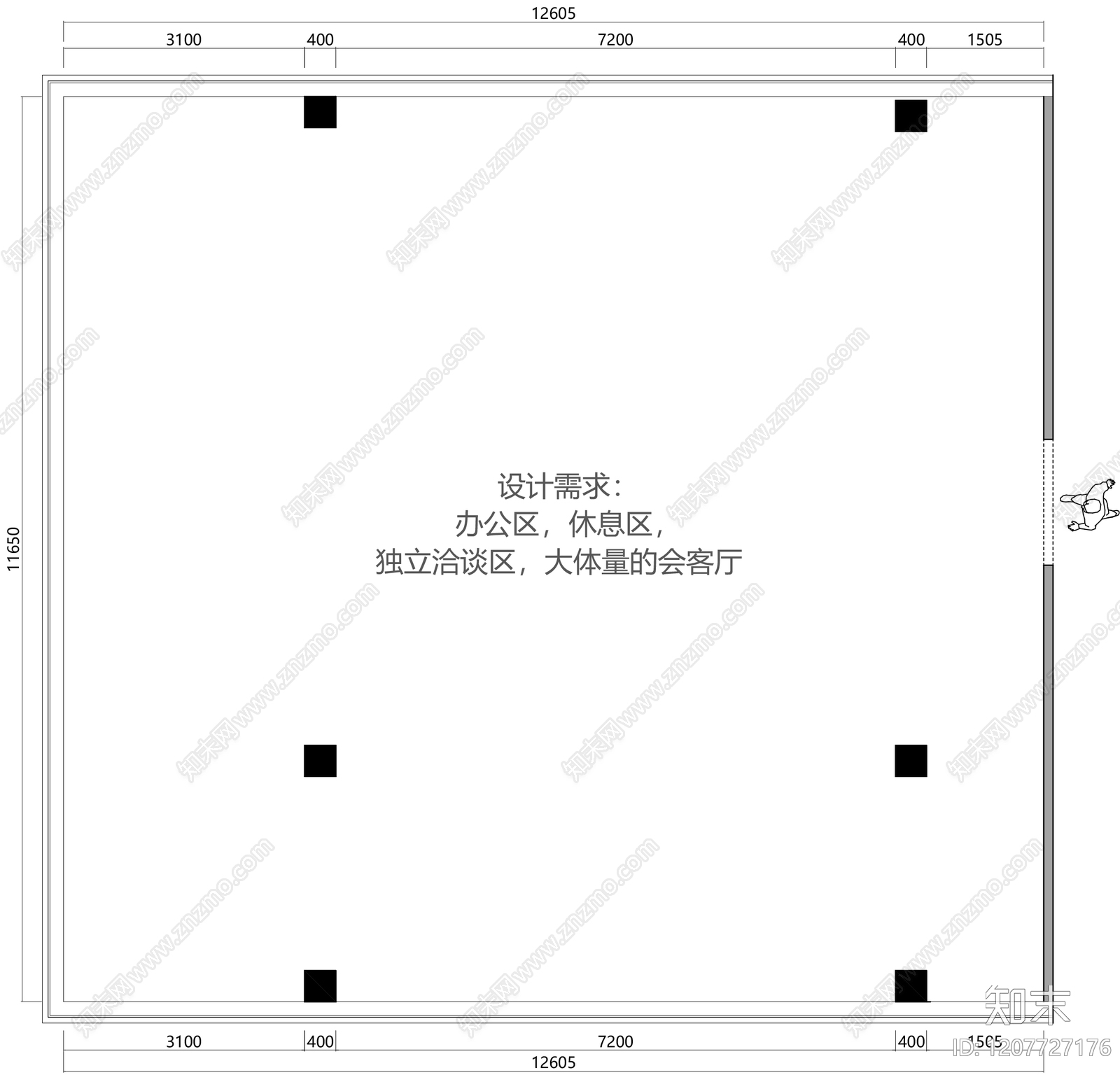 现代独立办公室cad施工图下载【ID:1207727176】