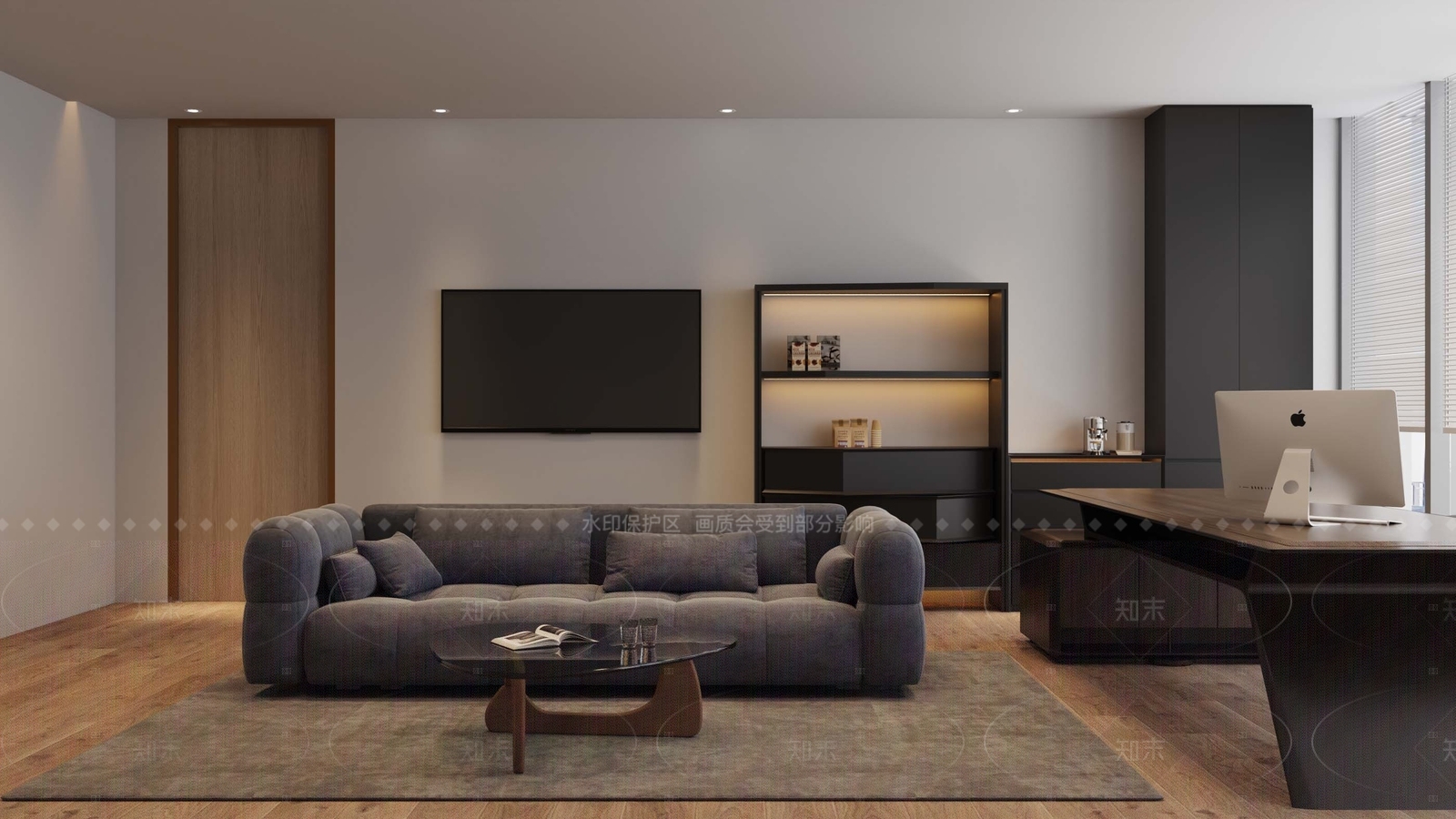 极简现代办公大厅3D模型下载【ID:1207730630】
