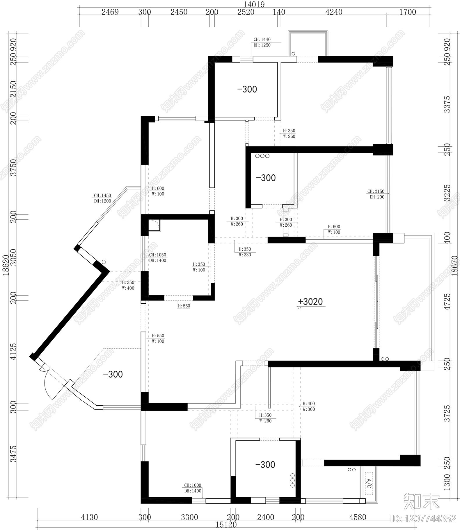 大平层cad施工图下载【ID:1207744352】