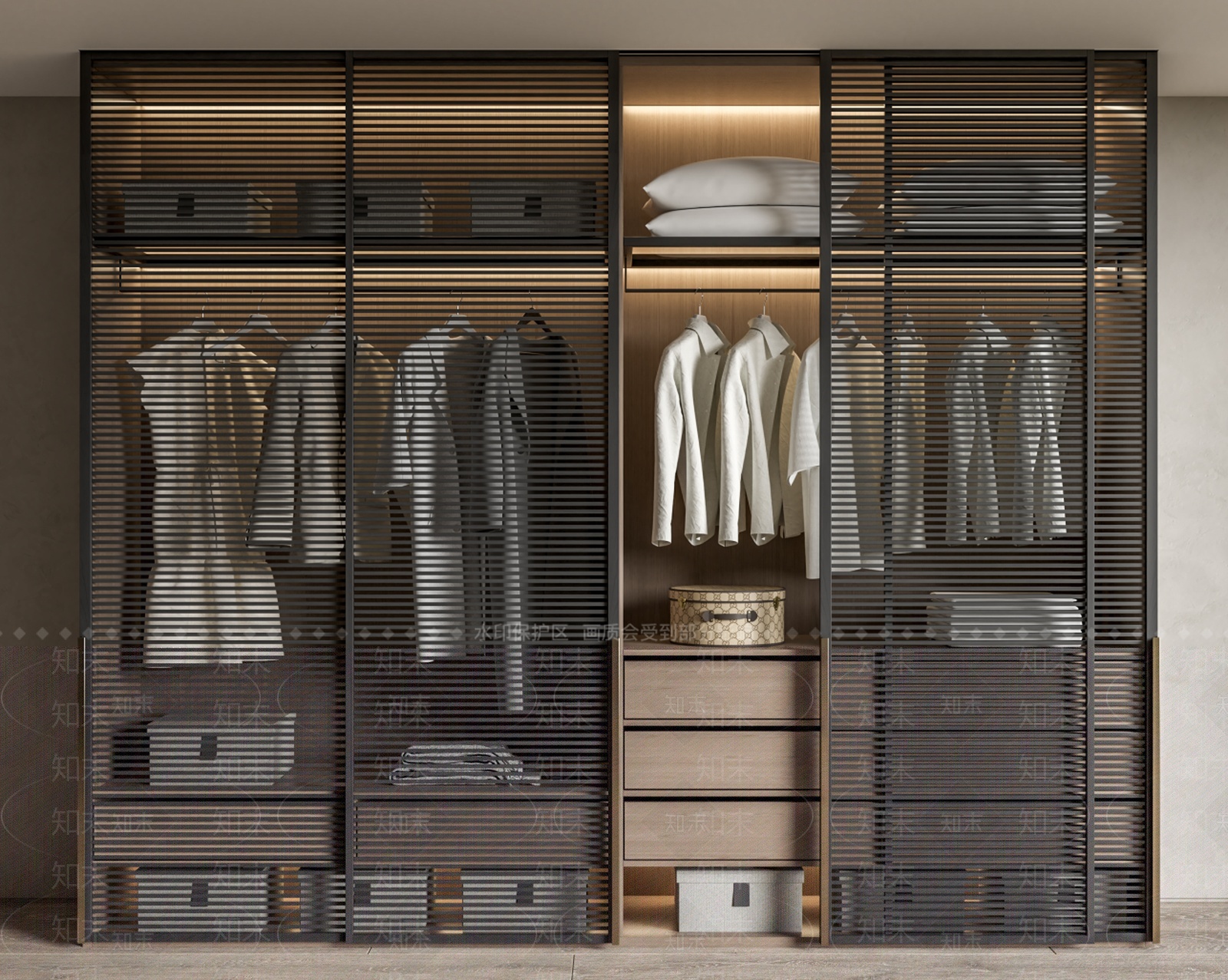 现代玻璃门衣柜SU模型下载【ID:1207746632】