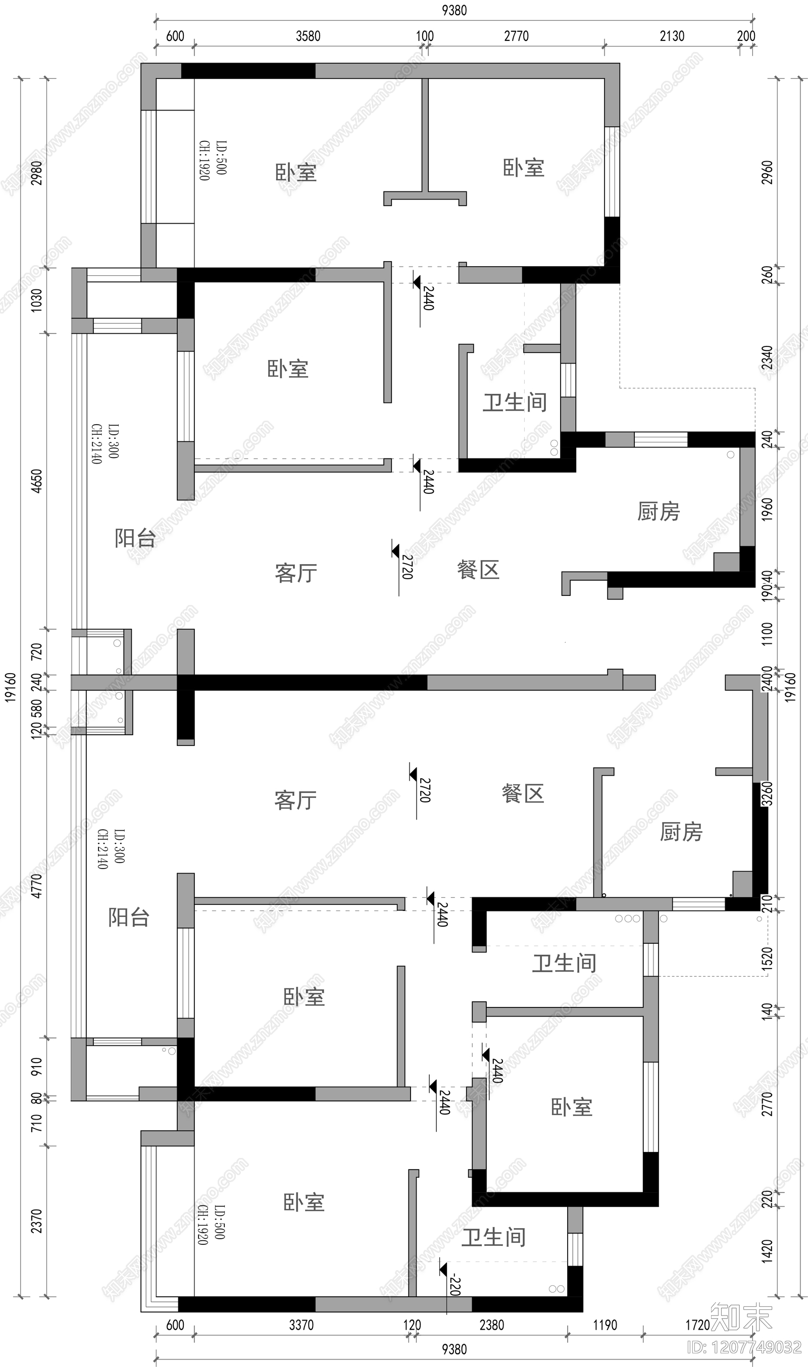 大平层cad施工图下载【ID:1207749032】