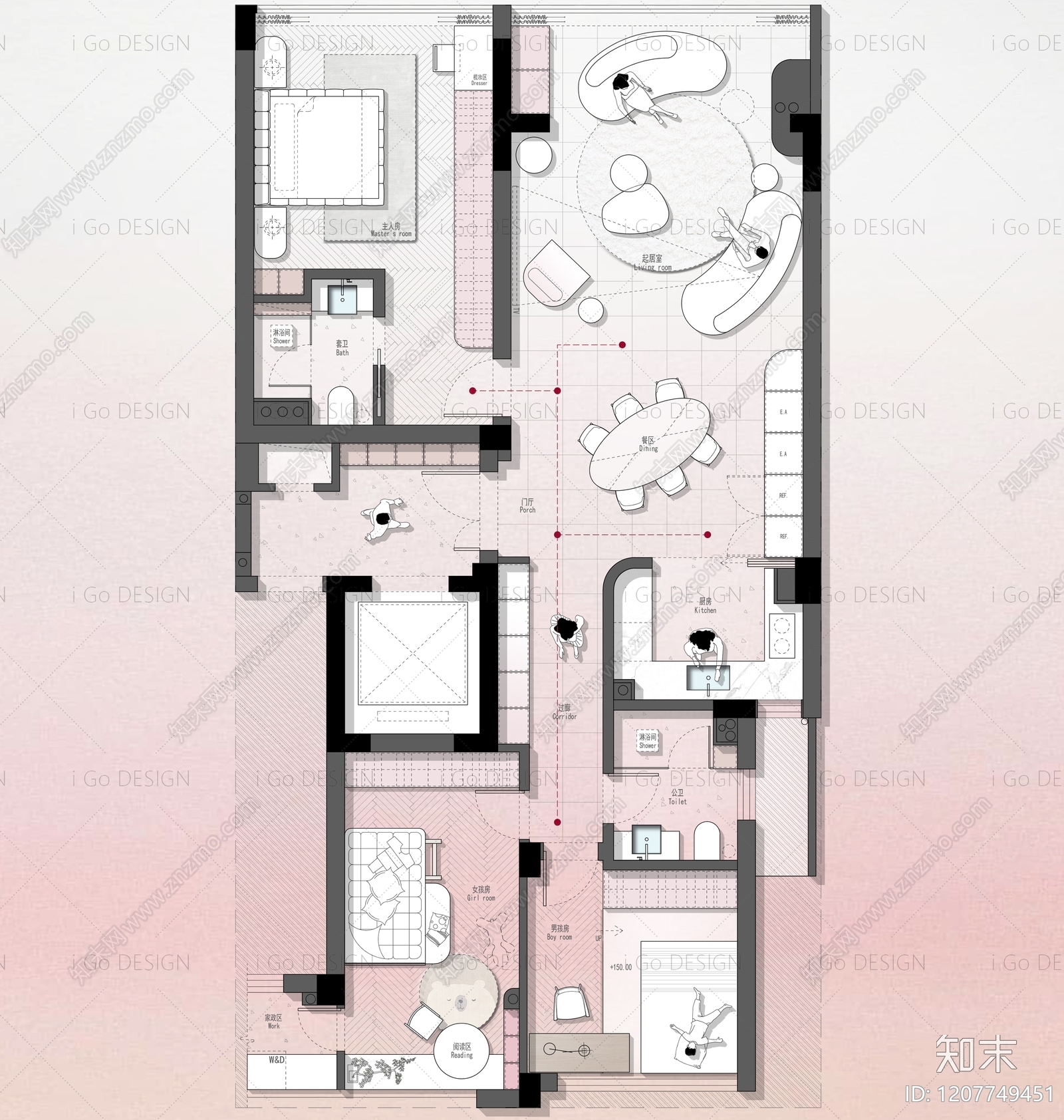 小户型平层cad施工图下载【ID:1207749451】