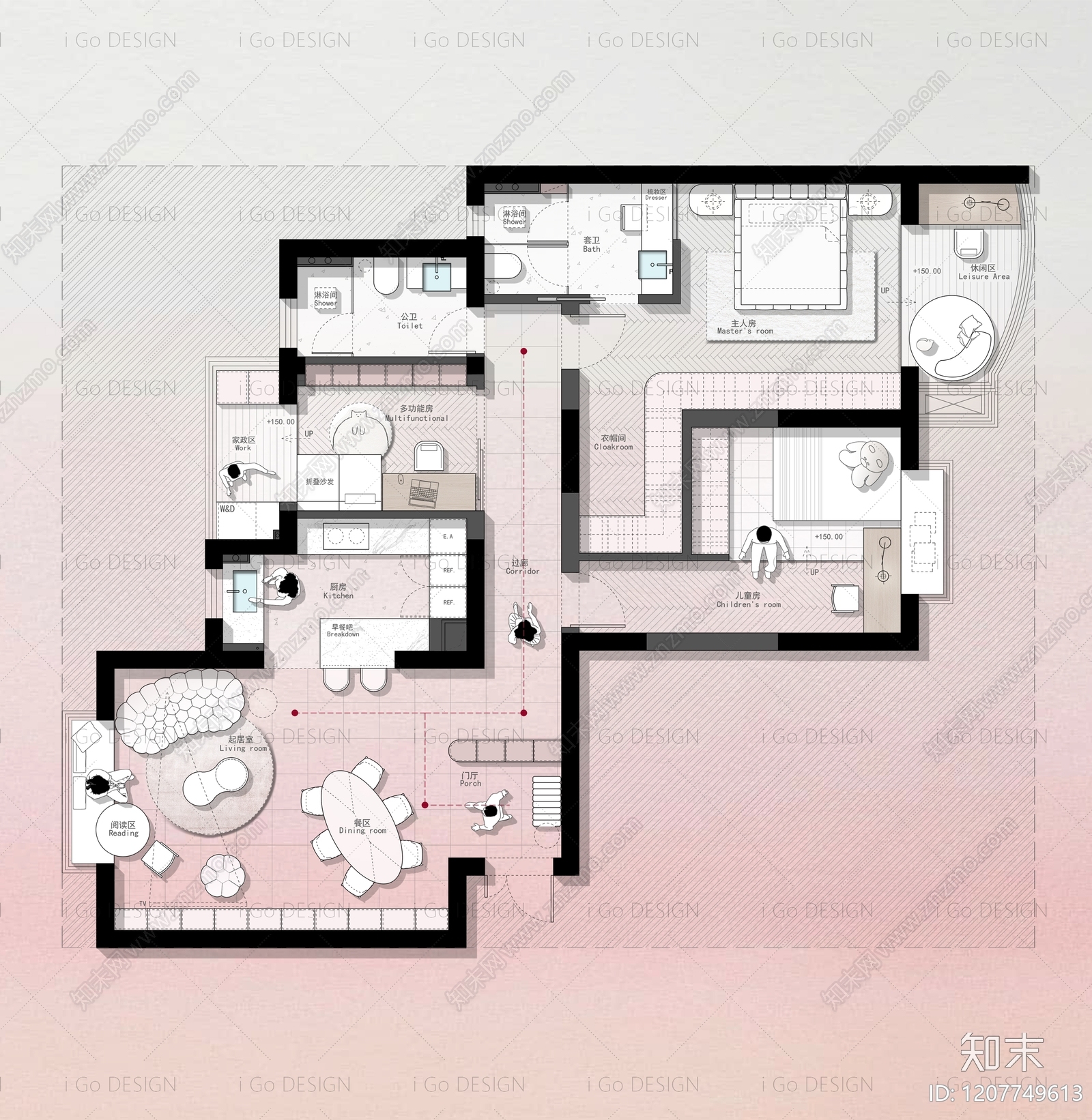 小户型平层施工图下载【ID:1207749613】
