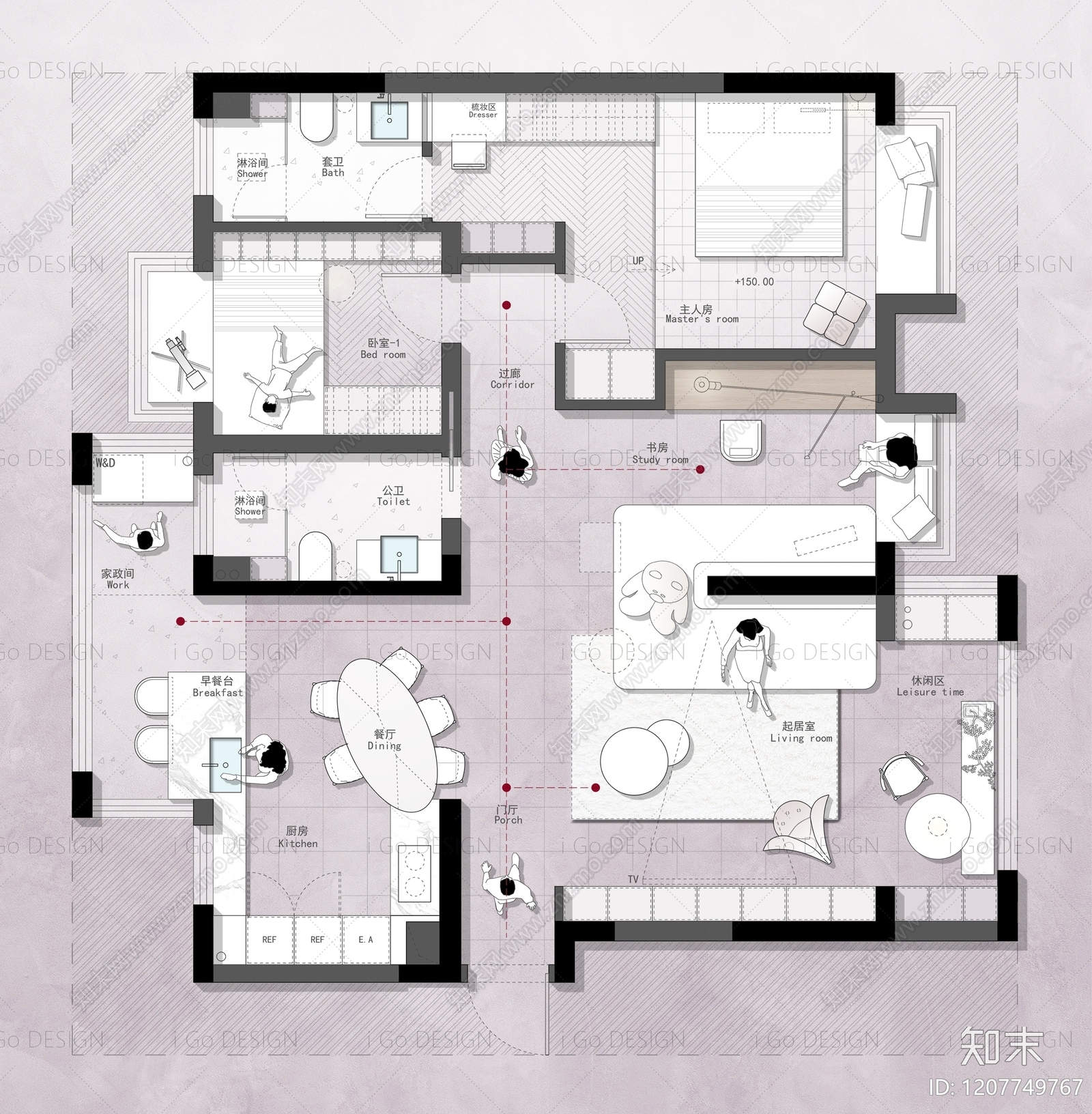 小户型平层cad施工图下载【ID:1207749767】