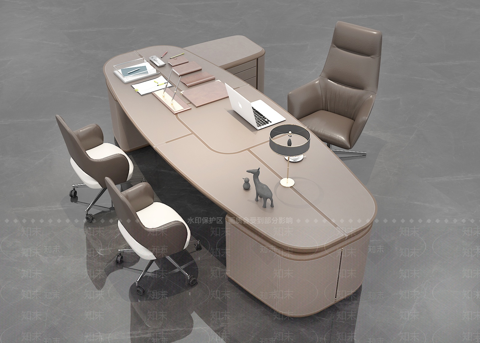 现代办公桌椅组合3D模型下载【ID:1207749777】