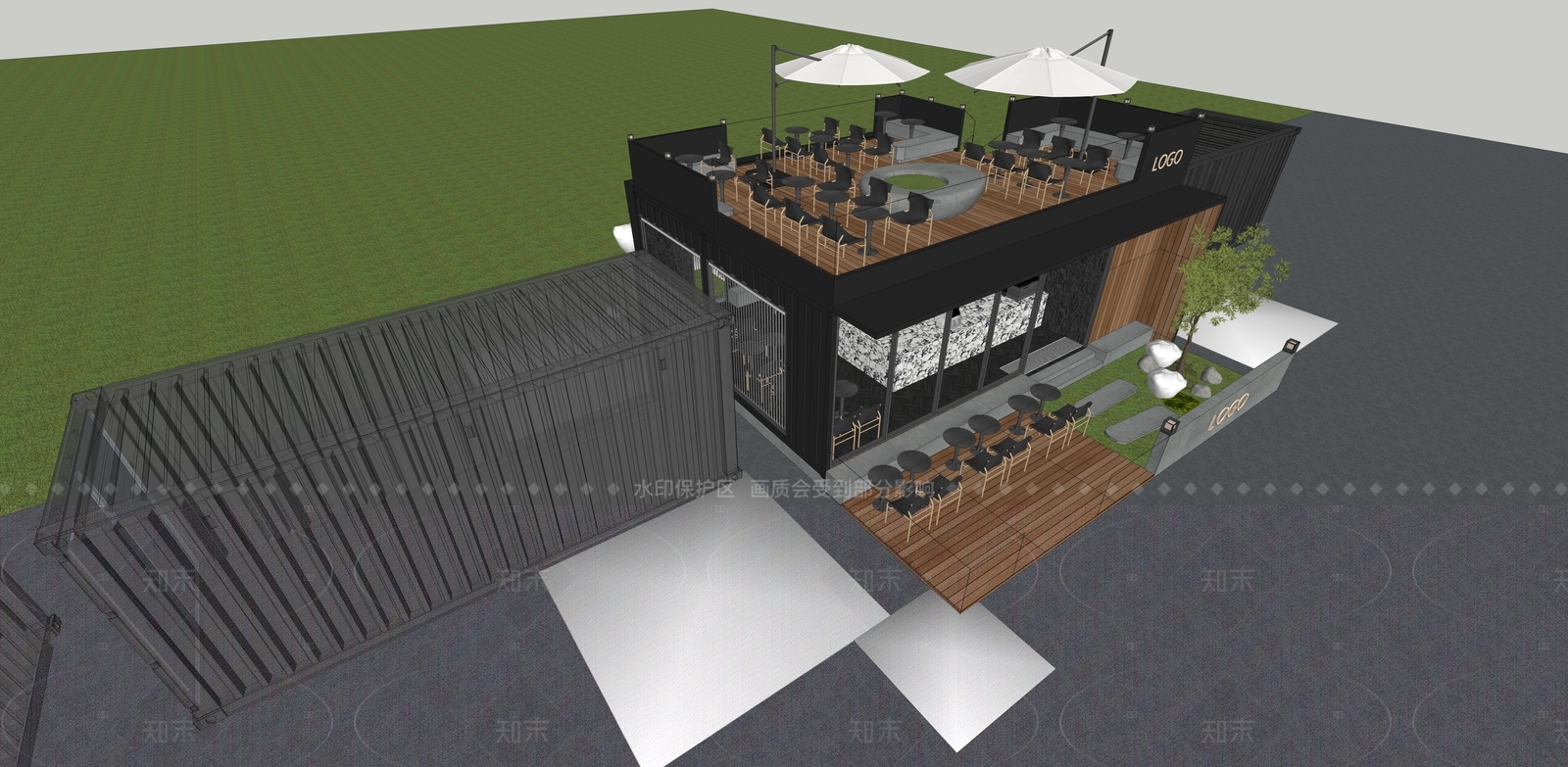 现代餐饮建筑SU模型下载【ID:1207749929】