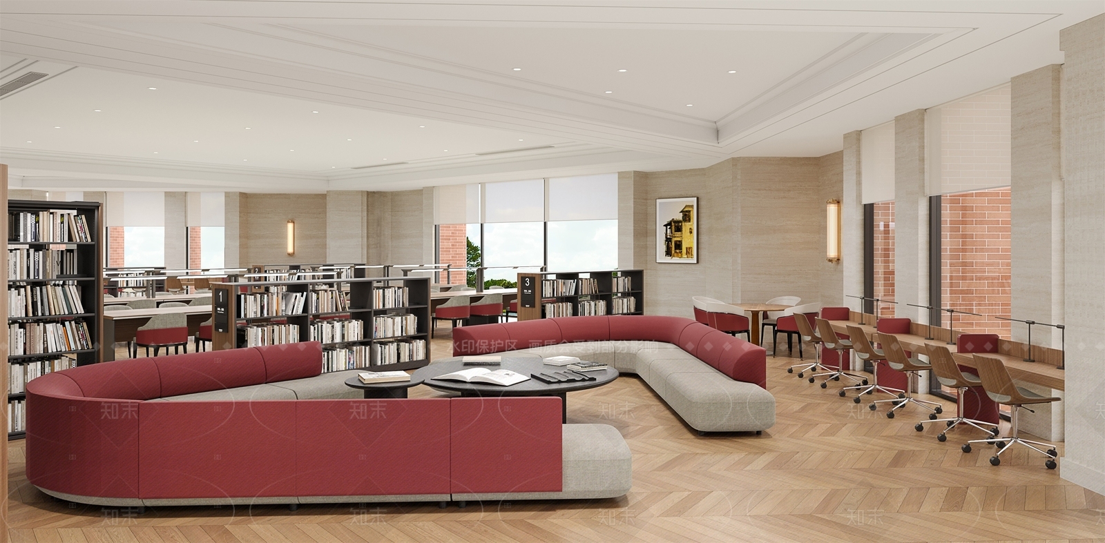 现代美式图书馆3D模型下载【ID:1207751698】