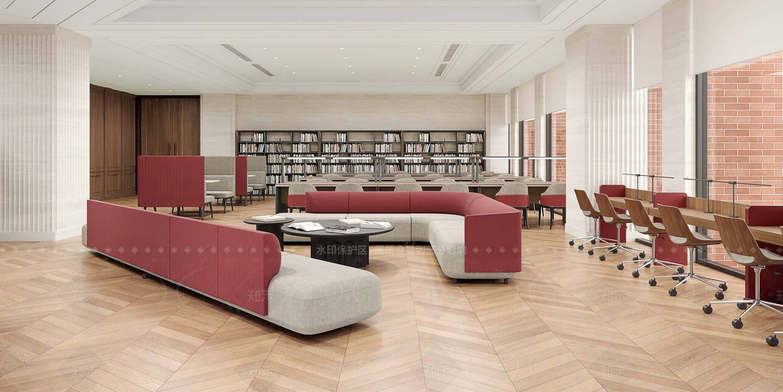 现代美式图书馆3D模型下载【ID:1207751933】