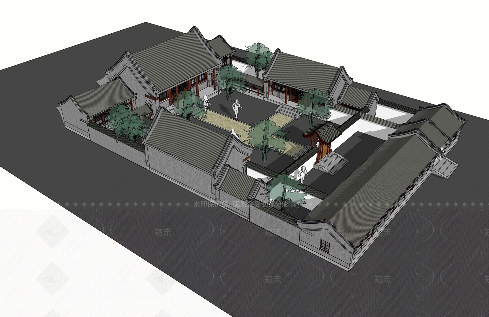 中式古建筑SU模型下载【ID:1207752992】