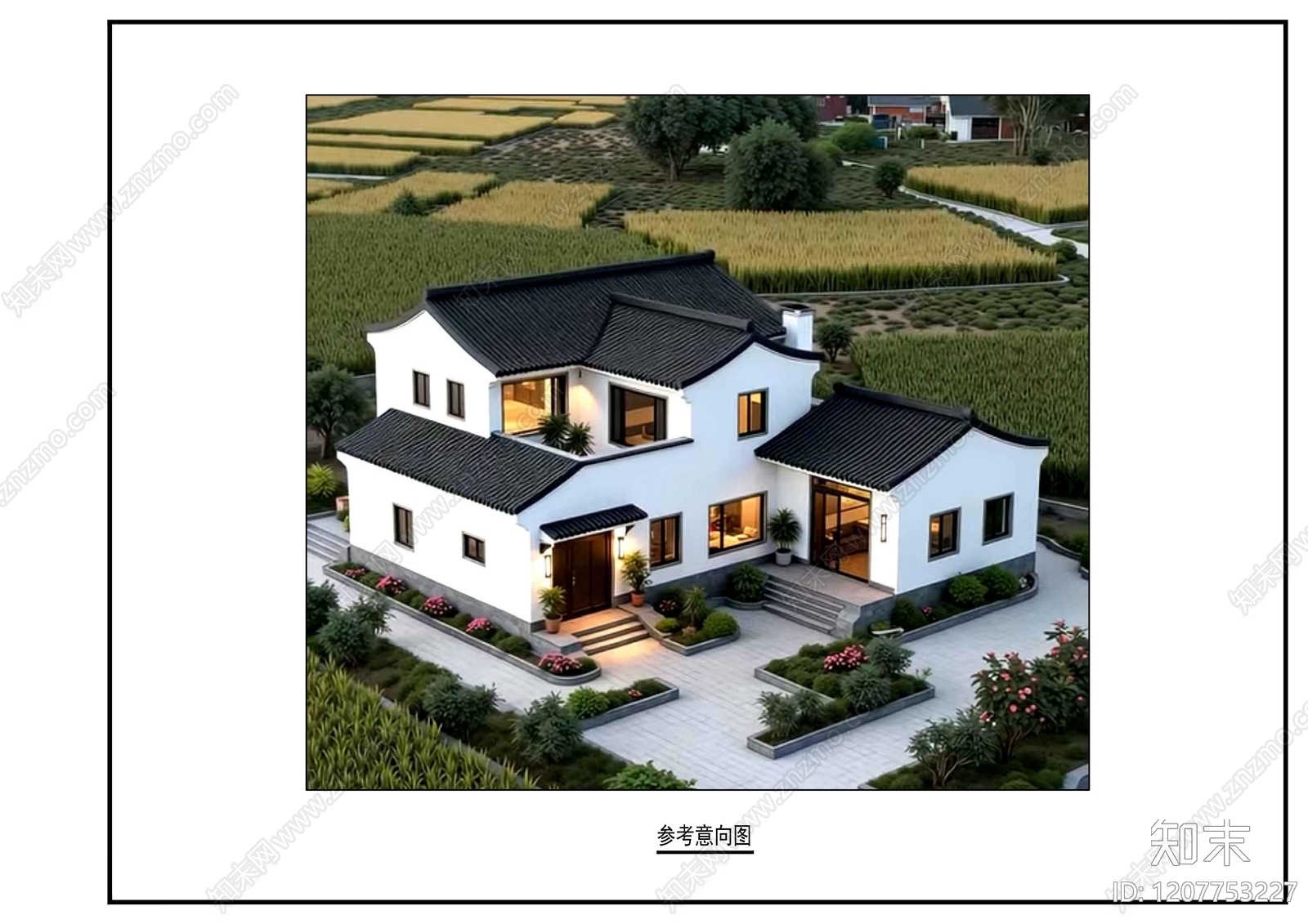 中式别墅建筑施工图下载【ID:1207753227】