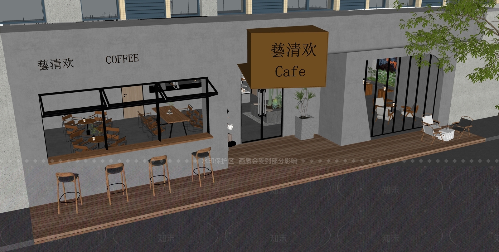 工业轻奢奶茶店SU模型下载【ID:1207753337】