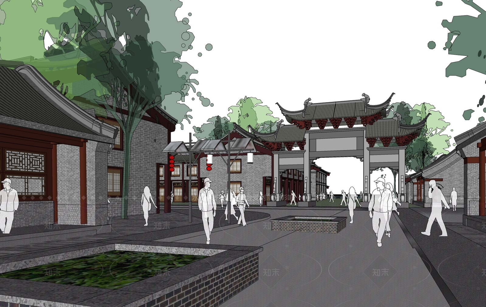 中式古建筑SU模型下载【ID:1207753369】