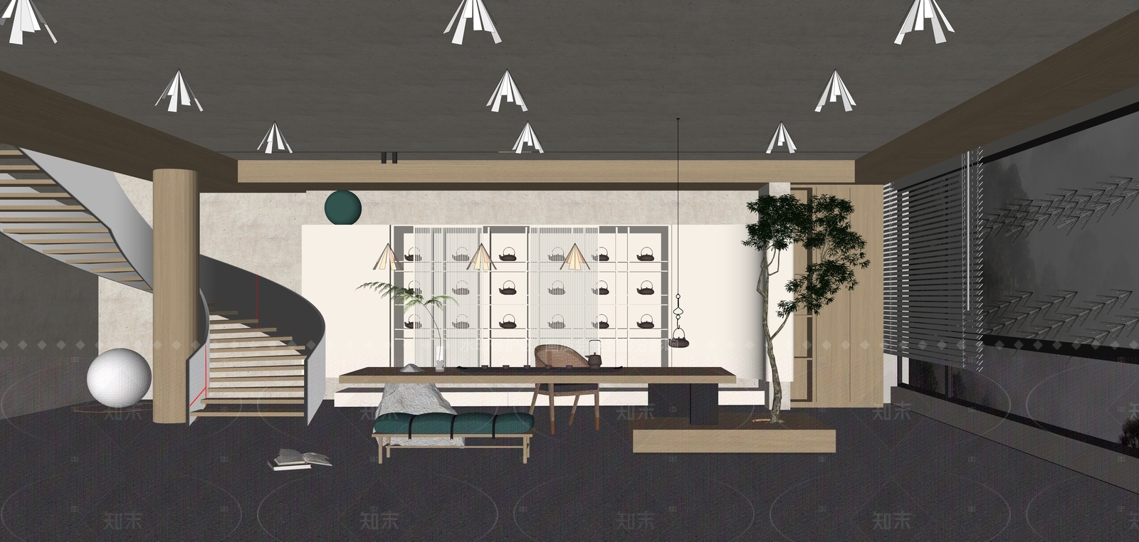 现代茶室SU模型下载【ID:1208321317】