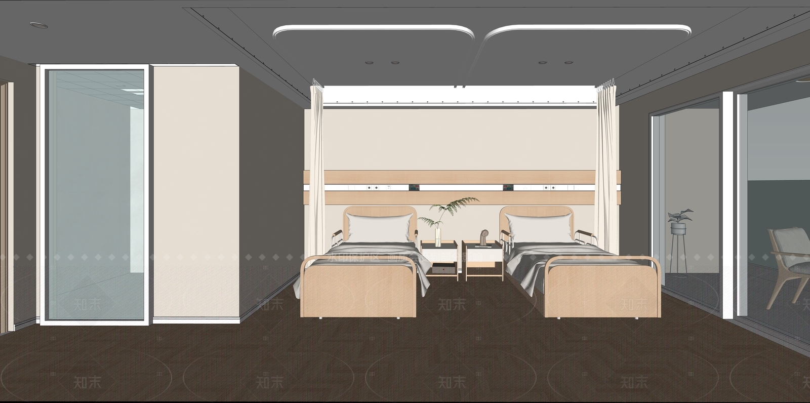 原木现代医院SU模型下载【ID:1207754813】