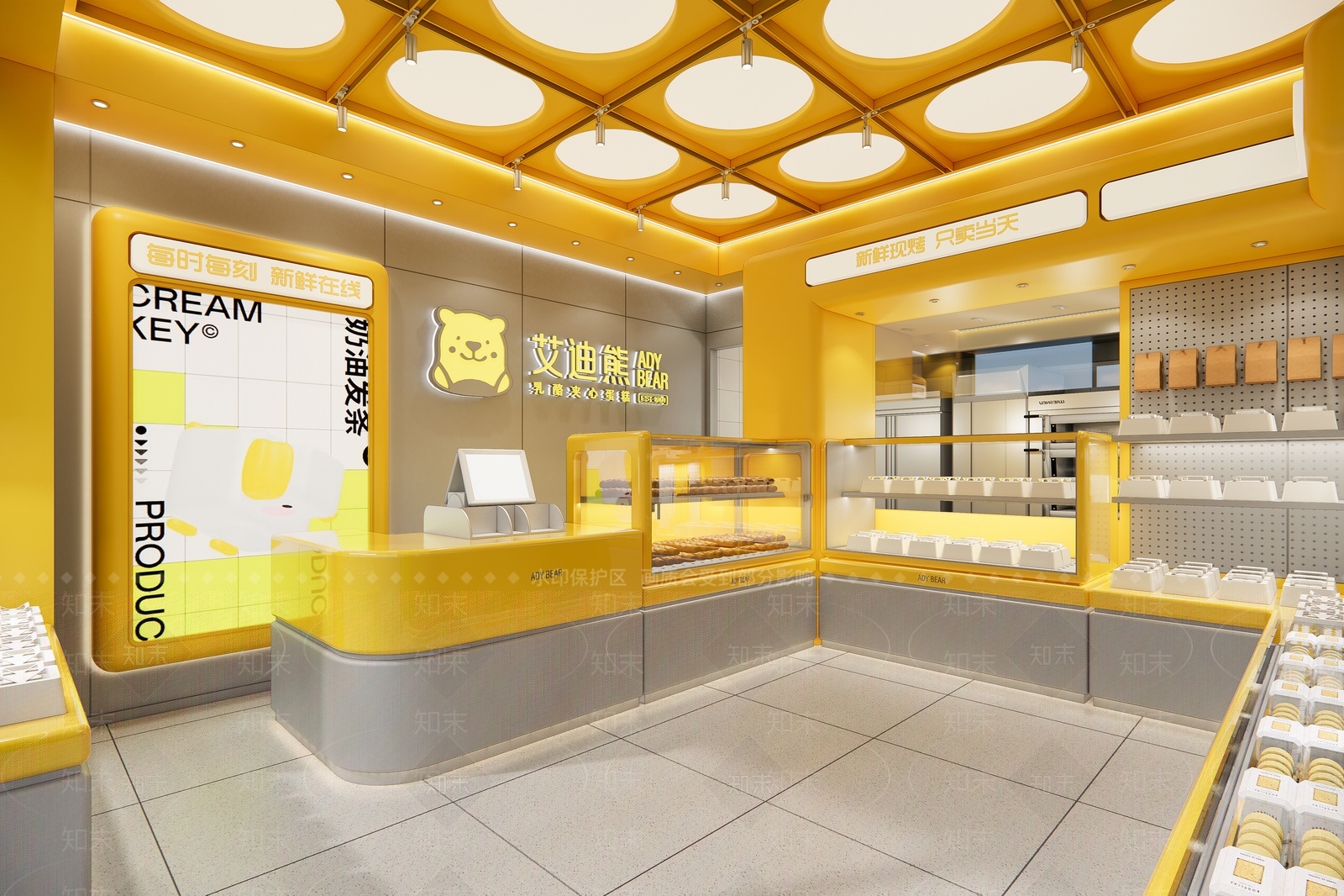 现代甜甜奶油风甜品面包店SU模型下载【ID:1207755198】