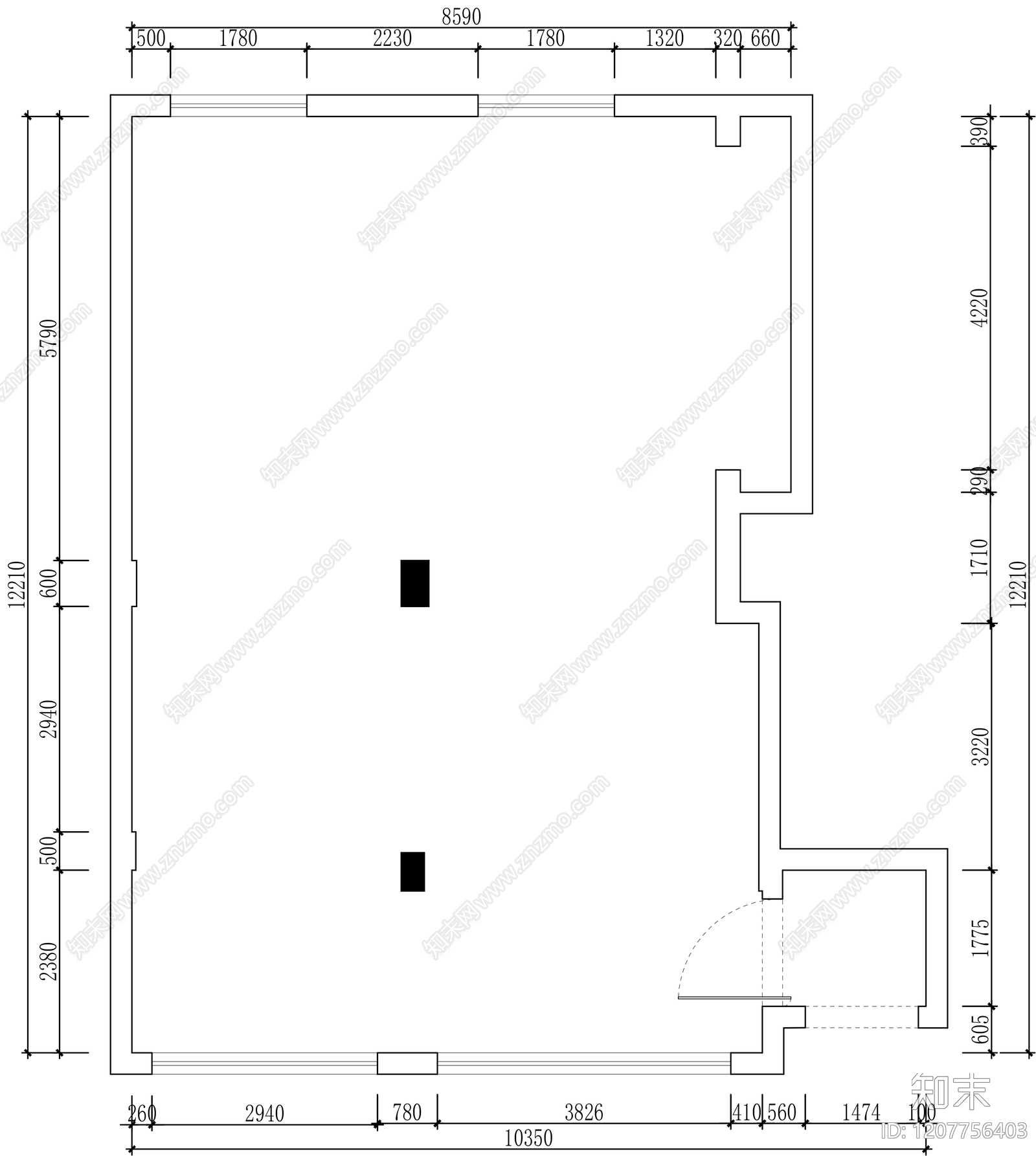 现代工作室cad施工图下载【ID:1207756403】
