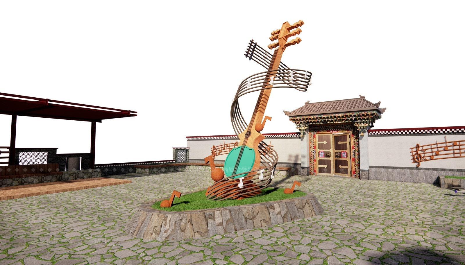 藏族广场SU模型下载【ID:1207764516】