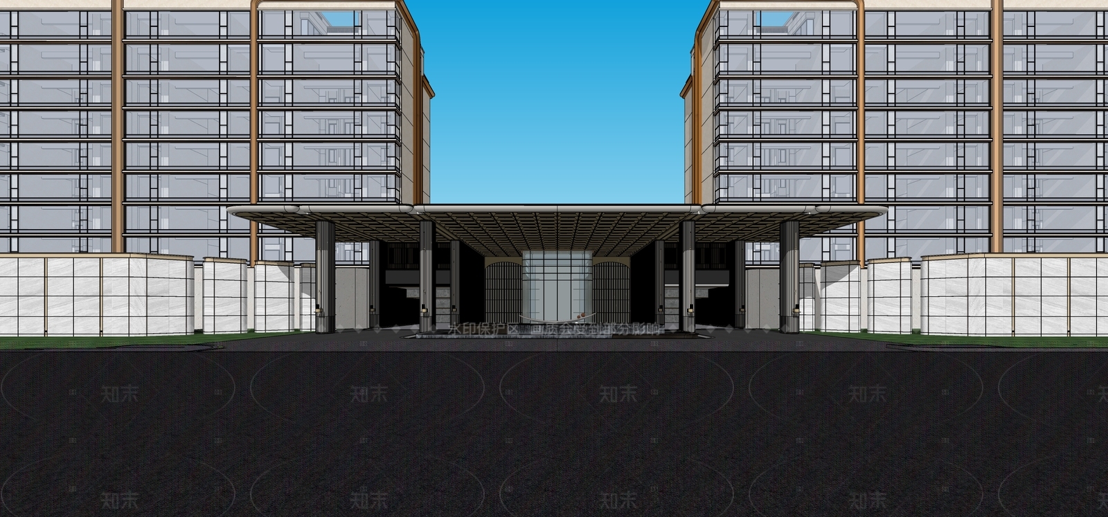 现代轻奢售楼处建筑SU模型下载【ID:1207766353】