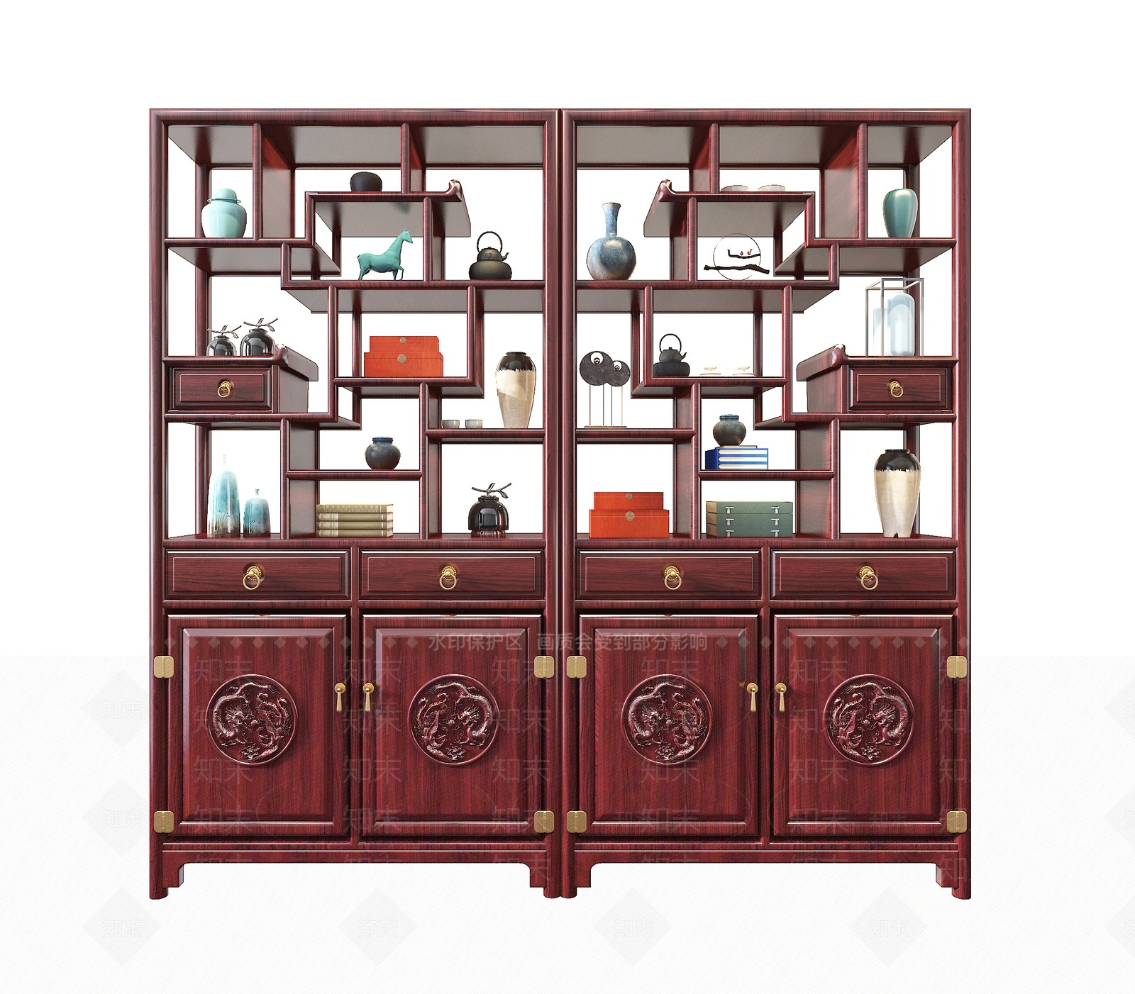 新中式红木博古架3D模型下载【ID:1207767072】