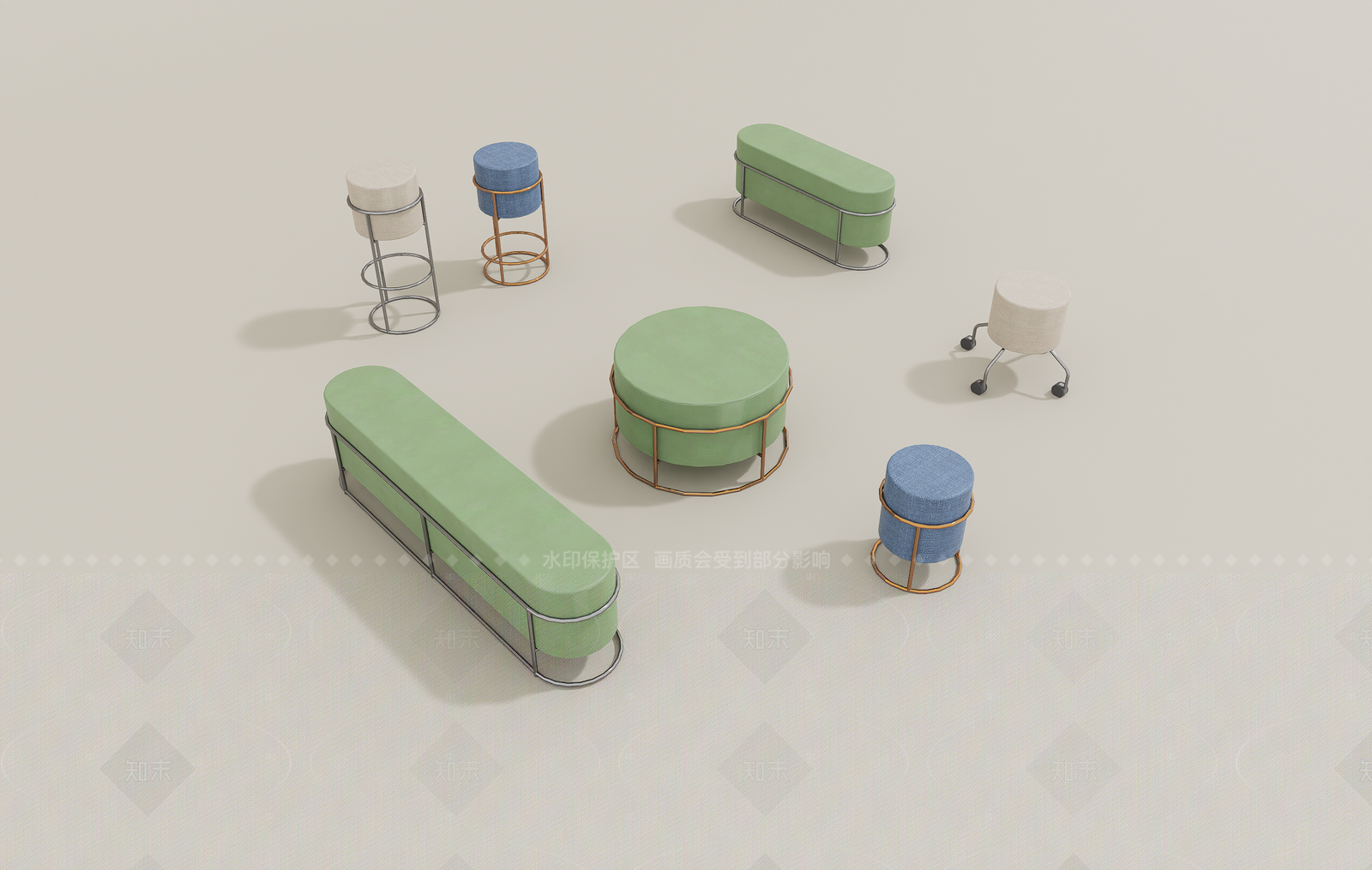 现代轻奢沙发组合SU模型下载【ID:1207767240】