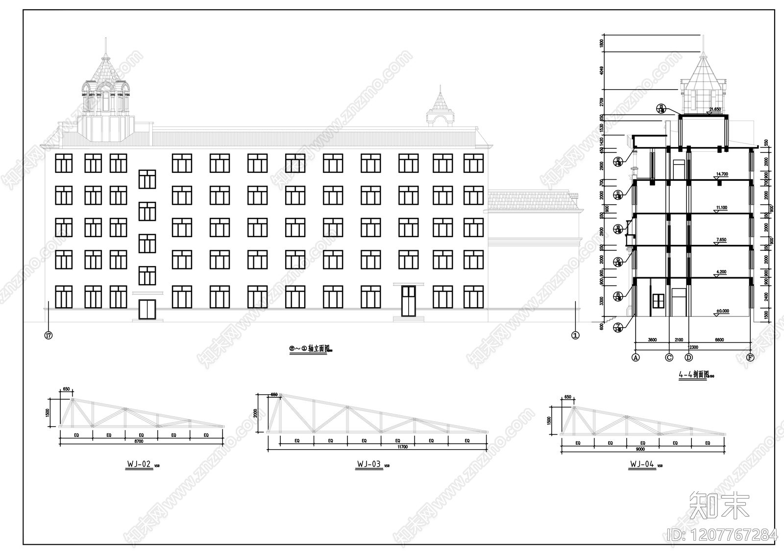 现代办公楼建筑cad施工图下载【ID:1207767284】