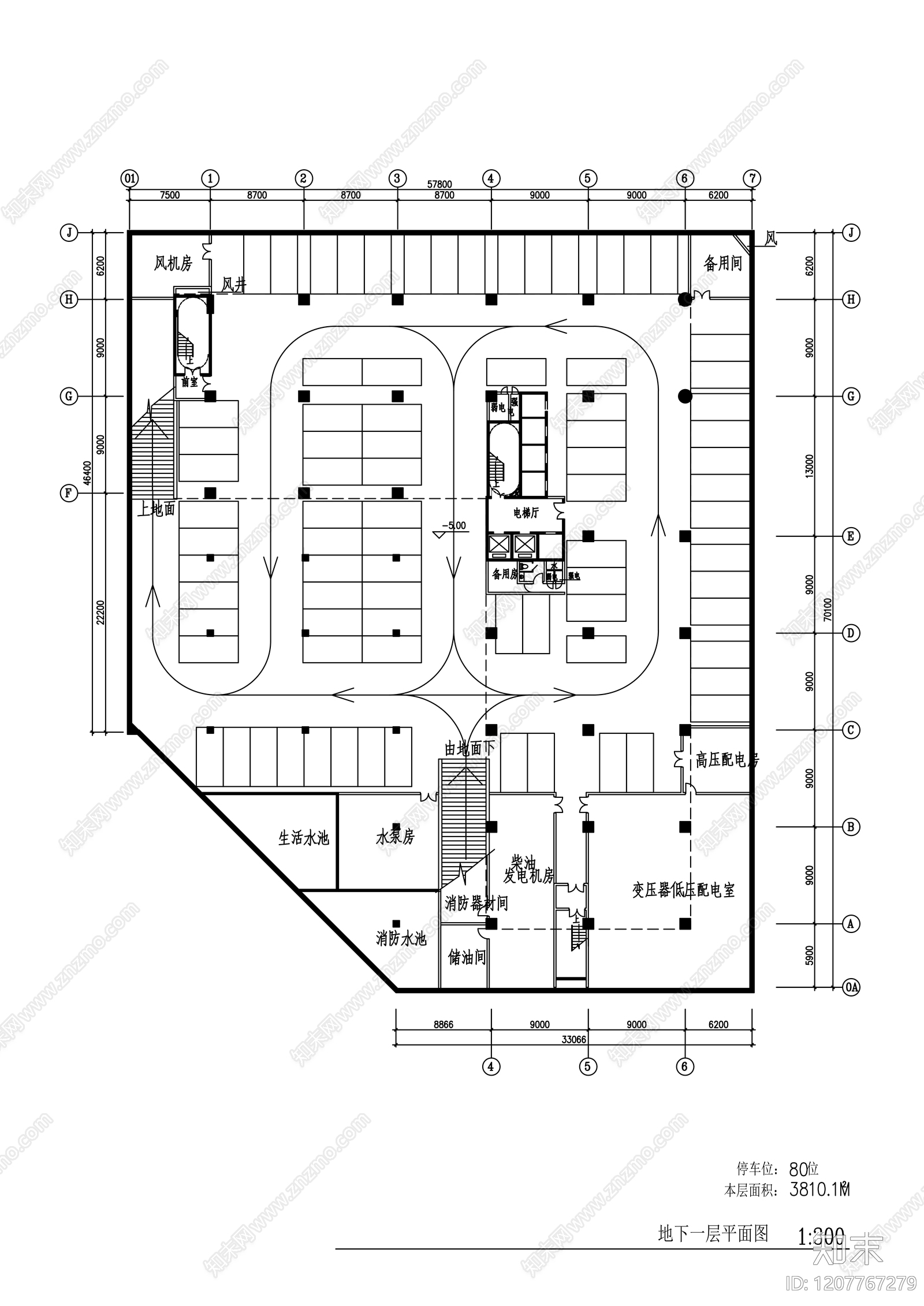 现代办公楼建筑cad施工图下载【ID:1207767279】