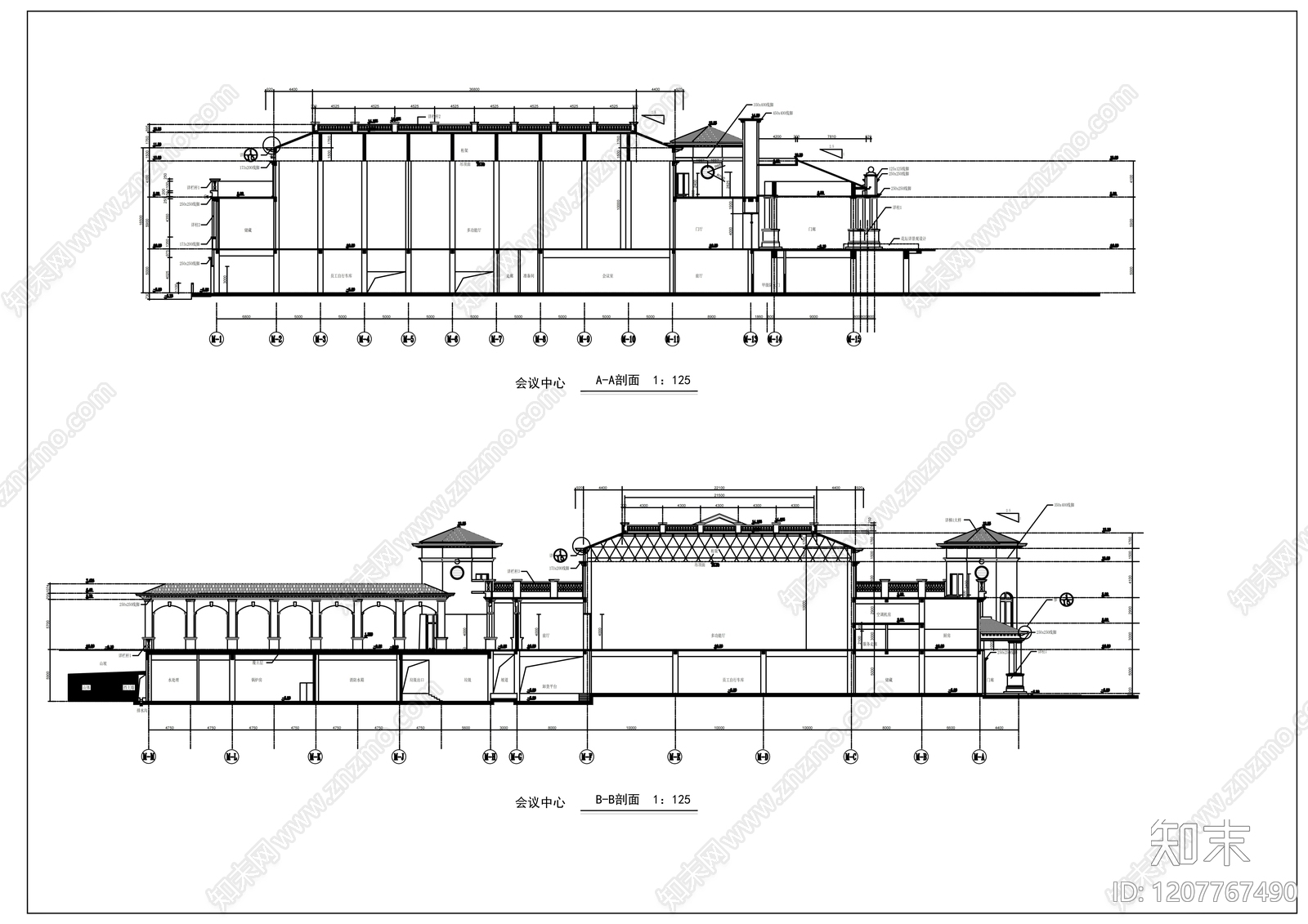 现代办公楼建筑cad施工图下载【ID:1207767490】