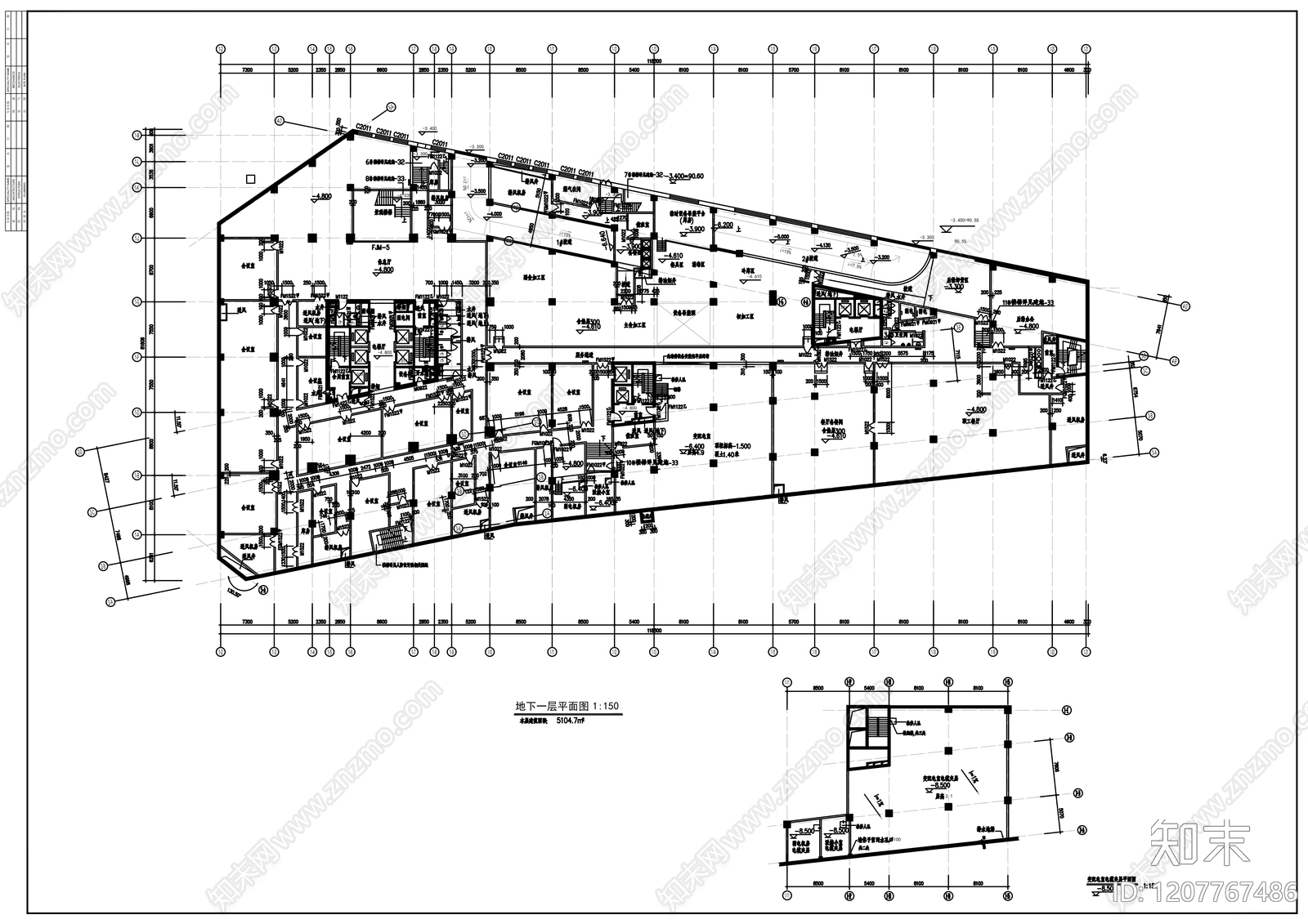 现代办公楼建筑施工图下载【ID:1207767486】