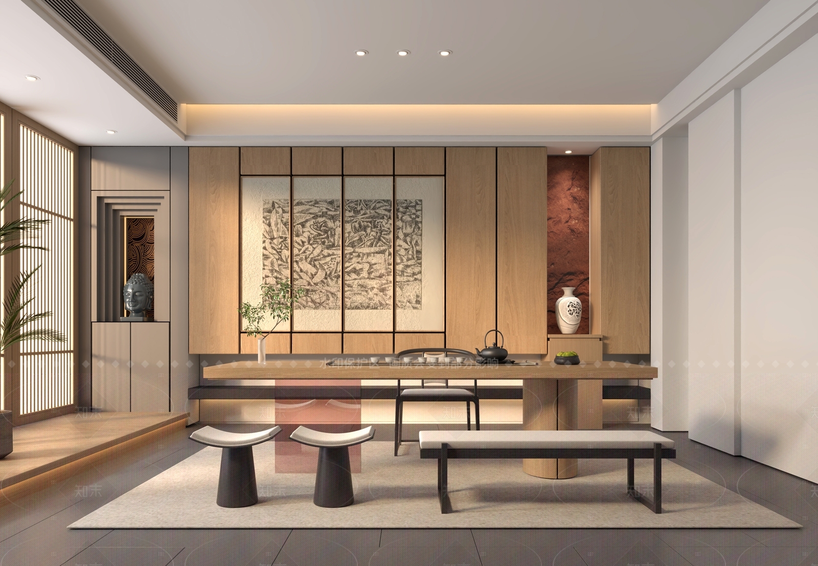 新中式茶室3D模型下载【ID:1207769654】