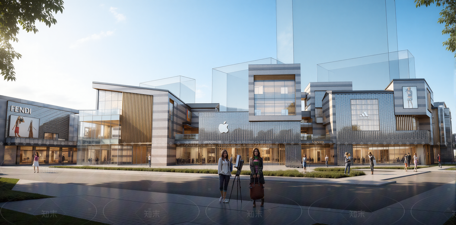 现代新中式商业街SU模型下载【ID:1207770712】