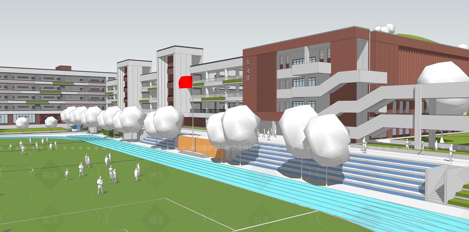 现代小学SU模型下载【ID:1207795101】