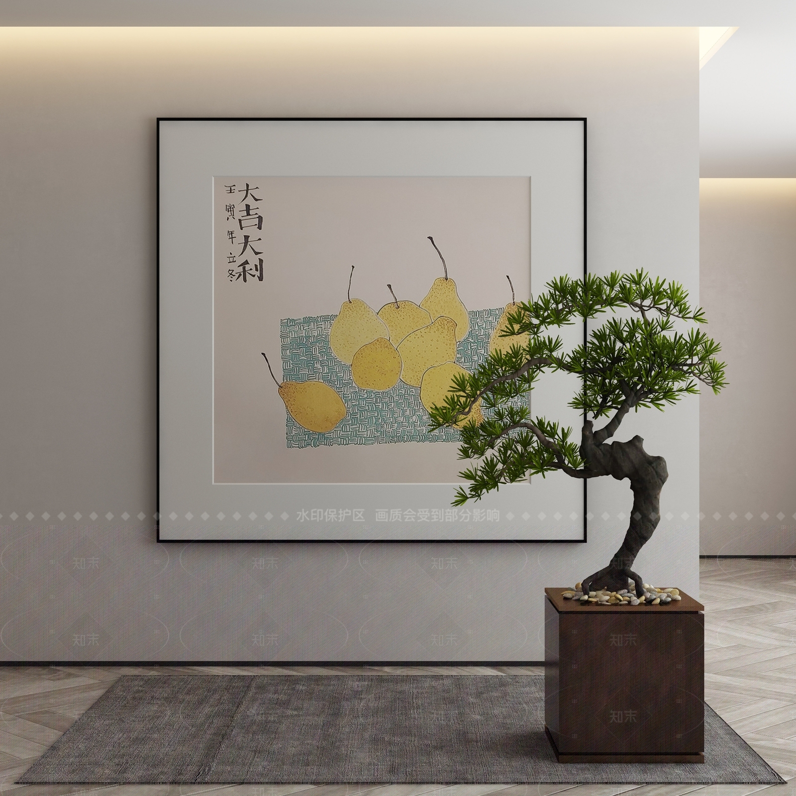 新中式中式挂画3D模型下载【ID:1207795529】